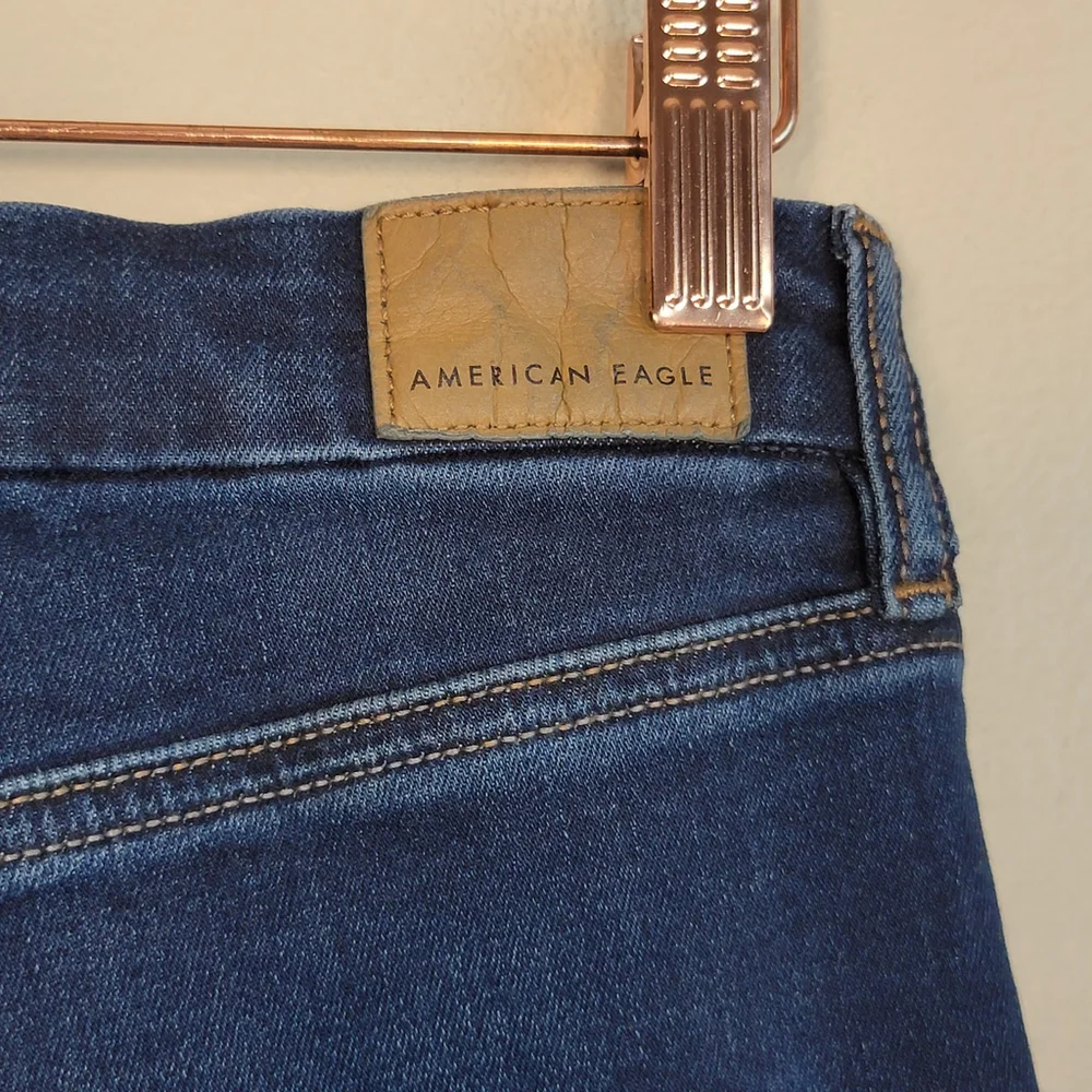 American Eagle Jeans Curvy Super Hi Rise Jeggings Skinny Dark Blue Wash AE 6